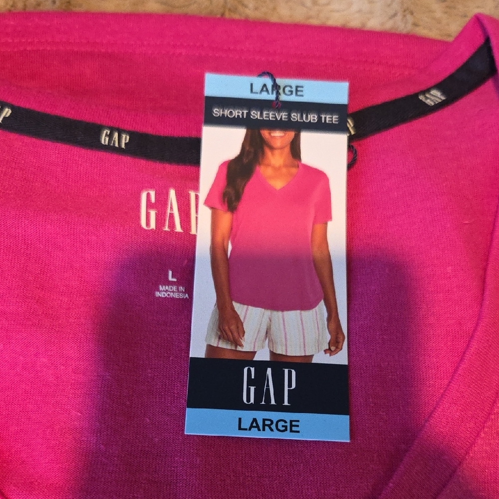 GAP Women's Pink Short Sleeve Slub Tee